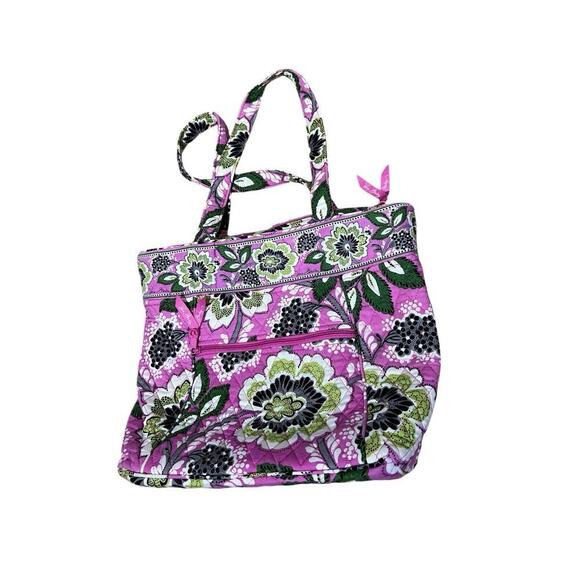 True Vera Bradley Large Toggle Shoulder Tote Pink Mod Floral 14 x 17 - Picture 1 of 9